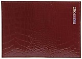Обложка для паспорта "Passport" бордо, натур.кожа
