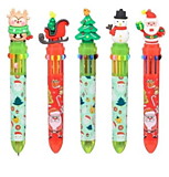 Ручка автомат."Новогодние" 10цв ассорти, наконечник-Дед Мороз,ёлка, сапог,снеговик,олененок,сани