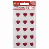 Стразы самоклеящиеся "Сердца" 12мм 15шт малиновые, на подложке Остров Сокровищ