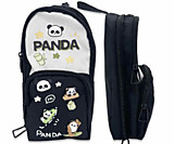 Пенал "Панда" полиэстр, 2 отделения на молнии, с наружным карманом, украшен фигурками