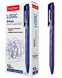 Ручка автомат.Hatber "Logic" синяя 0,7мм трехгран.корпус