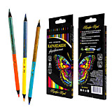 Карандаши 24цв 12шт Профи-Арт металл+неон, двухцветные