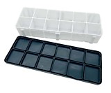 Контейнер для мелочей 19*7*3см 12 ячеек, белый пластик, с силиконовой крышкой