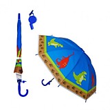 Зонт-трость детский "Динозавр, Акула" полуавтомат d-80см со свистком