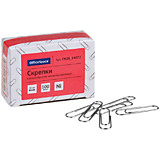 Скрепки 28мм 100шт OfficeSpace никелированные, карт. упаковка