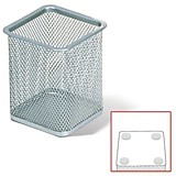 Подставка-стакан Brauberg "Germanium" металл., серебр, 98х80х80мм квадр.основание