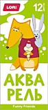Акварель 12цв lori "Funny friends" без кисти