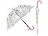 Зонт-трость "Единороги" 50см купол прозрачный, 4вида 