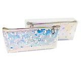 Пенал CB-193 "Заклепки" пластик прозрачный перламутровый с фактурой на молнии