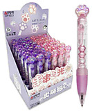 Ручка гелевая автомат. "Лапка" (черн) 0,5мм круглый корпус с фигуркой, фигурный грип, ассорти