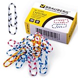 Скрепки 28мм 100шт Brauberg с цветными полосками(зебра), карт.коробка
