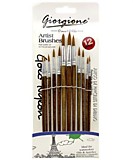 Набор кистей 12шт Синтетика, Круглые (№1,2,3,4,5,6,7,8,9,10,12) коричневая ручка