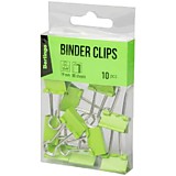 Зажим 19мм Berlingo 10шт зеленый, канцелярский ПВХ упак.
