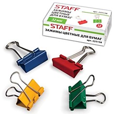 Зажим 32мм Staff цветной, канцелярский 