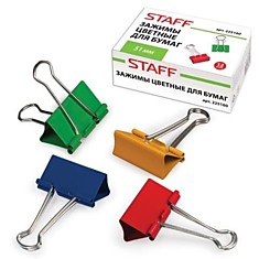 Зажим 51мм Staff цветной, канцелярский 