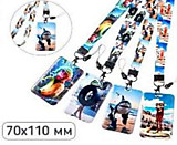 Бейдж вертикальный 70х110мм ИТАЛ.МЕМ Mazari, на шнурке, микс 4 дизайна