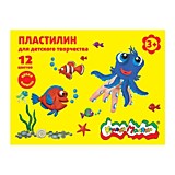 Пластилин 12цв/180гр Каляка-Маляка для детского творчества, со стеком