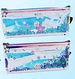 Пенал-косметичка "Котёнок" 21*8,5см синтетич.материал, на молнии, перламутр,с плавающими пайетками