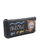 Пенал-косметичка "Котик с рыбками" текстиль букле