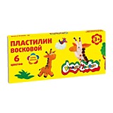Пластилин 6цв/90гр Каляка-Маляка восковой, со стеком