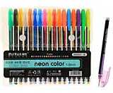 Набор гелевых ручек 18цв "Neon Color" корпус чёрный в полоску в цвет стержня 