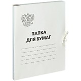 Папка с завязками А4 300гр картон немелован. белая Спейс "Герб России" до 200л