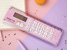 Линейка-калькулятор "Animals" розовый