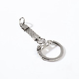 Основа для брелока, с плоской цепочкой, d=23 мм, 6.2 см, цвет серебряный