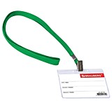 Бейдж горизонтальный 60*90мм Brauberg, на зеленой ленте 45см