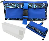 Пенал-косметичка "Треугольники" текстиль синий, на молнии