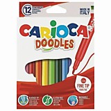 Фломастеры 12цв Carioca "Doodles" суперсмываемые
