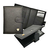 Обложка для паспорта "Герб" черная, кож.зам