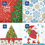 Салфетки 20шт 33*33см "Новый год" Pero Prestige 3-х сл. ассорти