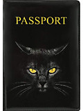 Обложка на паспорт Черная кошка ПВХ 