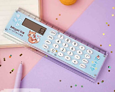 Линейка-калькулятор "Animals" голубой