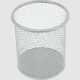 Подставка-стакан deVente 8*8*9,8см круглая серая (серебро), сетч.металлич., для пишущих принадл.