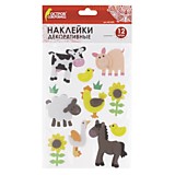 Наклейки "Ферма" 12шт из EVA ассорти Остров Сокровищ