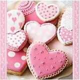 Салфетки 15шт 33*33см Plushe 3-х сл. "Розовые печеньки"