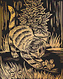 Гравюра Hobbius "Игривый котенок" (золото) 20*25,5см №15