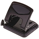 Дырокол Спейс 35л черный, металлический, с линейкой