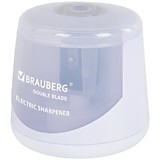 Точилка электрическая Brauberg Double Blade White, двойное лезвие, питание от 2 батареек