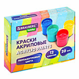 Краски акриловые BRAUBERG "HOBBY" перламутровые 12цв 20мл 