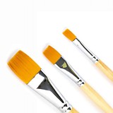 Кисть Синтетика №22 Сонет плоская, длинная ручка пропитанная лаком