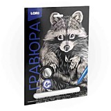 Гравюра "Пушистый енот" с эффектом серебра