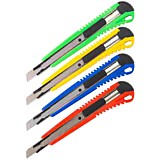 Нож канцелярский 9мм Спейс усиленный, металл. направляющие, ассорти