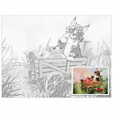 Холст грунтованный на картоне с контуром Brauberg "КОТ" 30*40см хлопок Art Classic