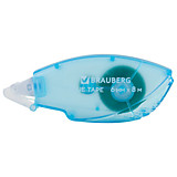 Клей-лента BRAUBERG STANDARD 6мм*8м, корпус матовый голубой, блистер