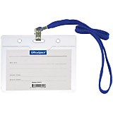 Бейдж горизонтальный Спейс 75*100мм (размер вставки 55*85мм) с клипсой на синем шнурке