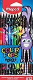 Карандаши 12цв Maped "Color`Peps Black Monster" пластиковые, декорированные
