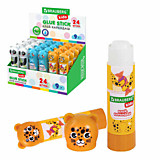 Клей-карандаш 9гр Brauberg "Зверята: панда, слон и леопард" фигурный  колпачок